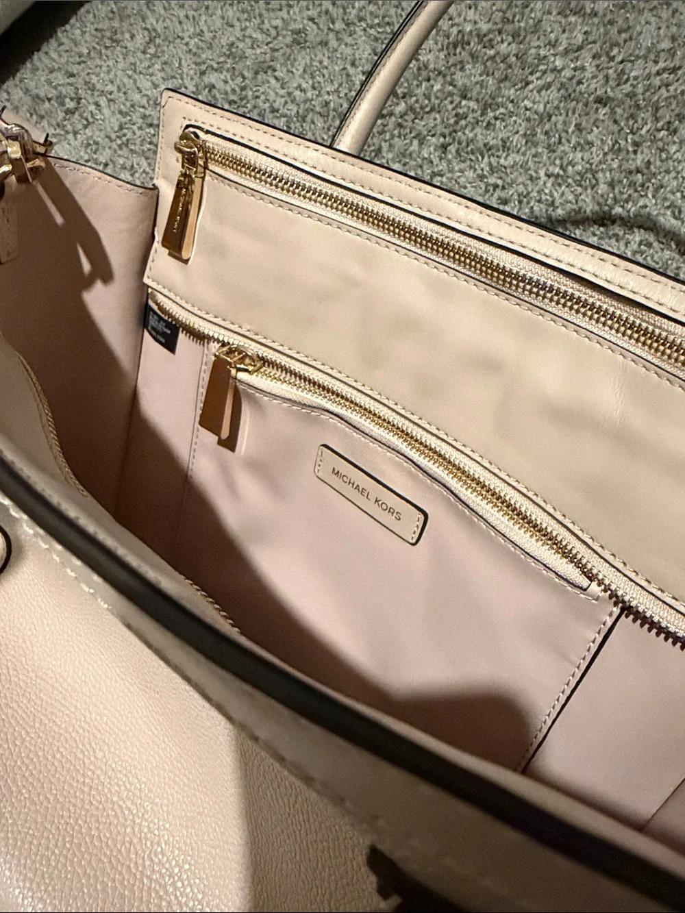 Michael Kors Pebbled Satchel in Blush Pink with Gold Hardware